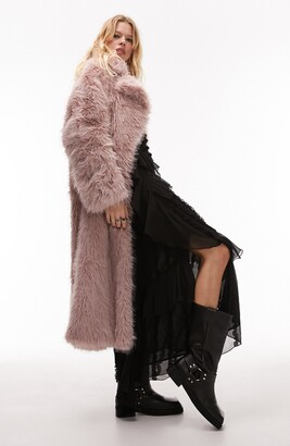 Topshop Faux Fur Longline Coat