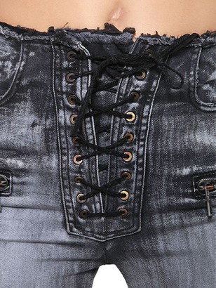 Unravel Lace-up Flared Cotton Denim Jeans