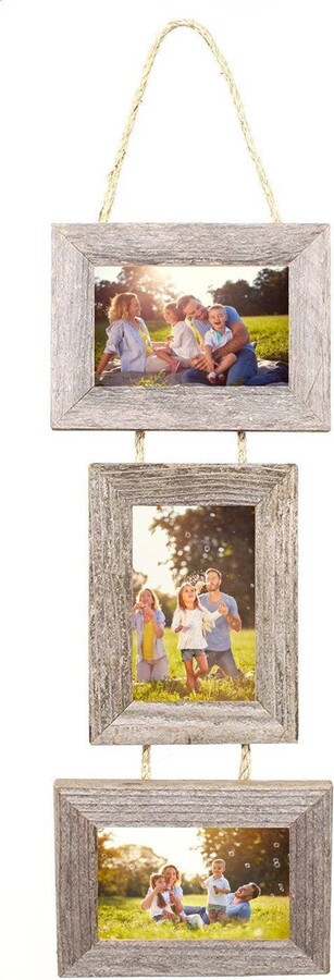 Etsy Barnwoodusa | Picture Frame Set Of 3 On Jute Rope 100% Up-Cycled Genuine Reclaimed Wood | Two Landscape, One Portrait