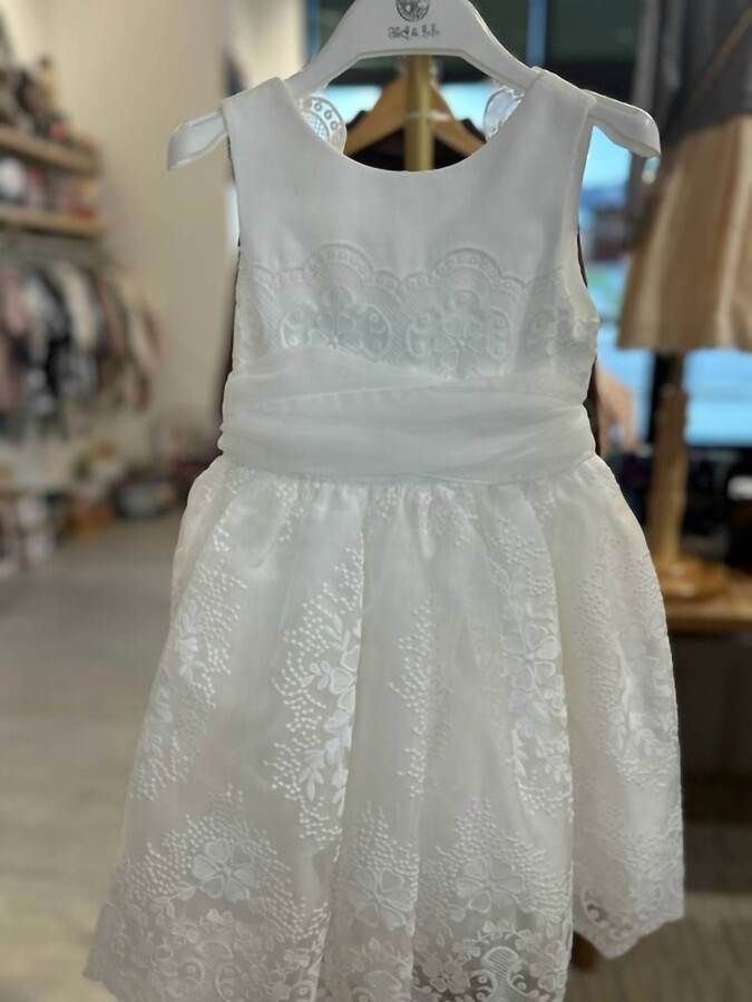 Abel & Lula Girl's Organza Embroidered Occasion Dress In White