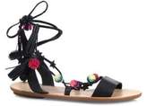 Thumbnail for your product : Loeffler Randall Suze Pom-Pom Leather Ankle-Wrap Sandals