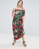 Thumbnail for your product : ASOS Curve Off Shoulder Top In Palm Print