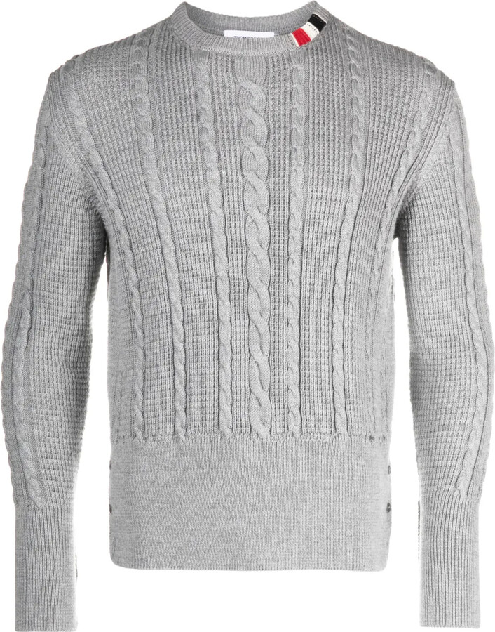 Thom Browne RWB-stripe cable-knit wool jumper