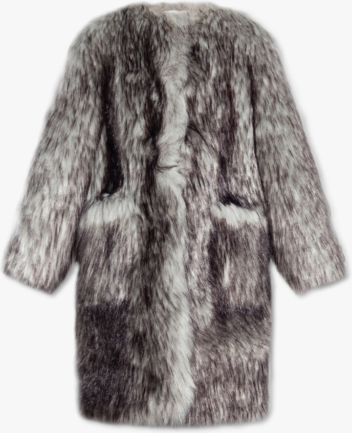 Dolce & Gabbana Faux Fur Coat Grey ShopStyle