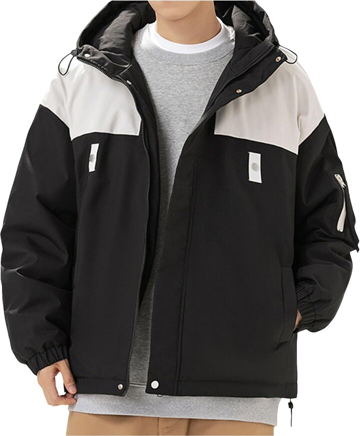 YOGALULU Belted Black Puffer Coat Best Fleece Jacket Men Fleece Navy
