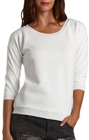 Thumbnail for your product : Charlotte Russe Geometric Embossed Crew Neck Top
