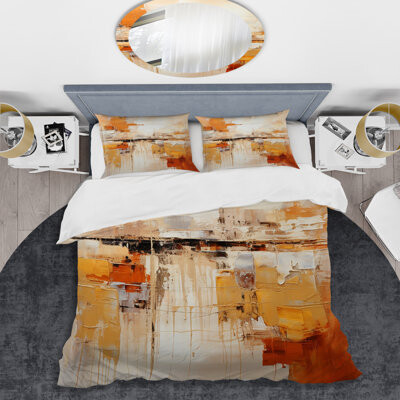 Design Art Glam Orange Beige Collage II - Fashion Duvet Cover Set