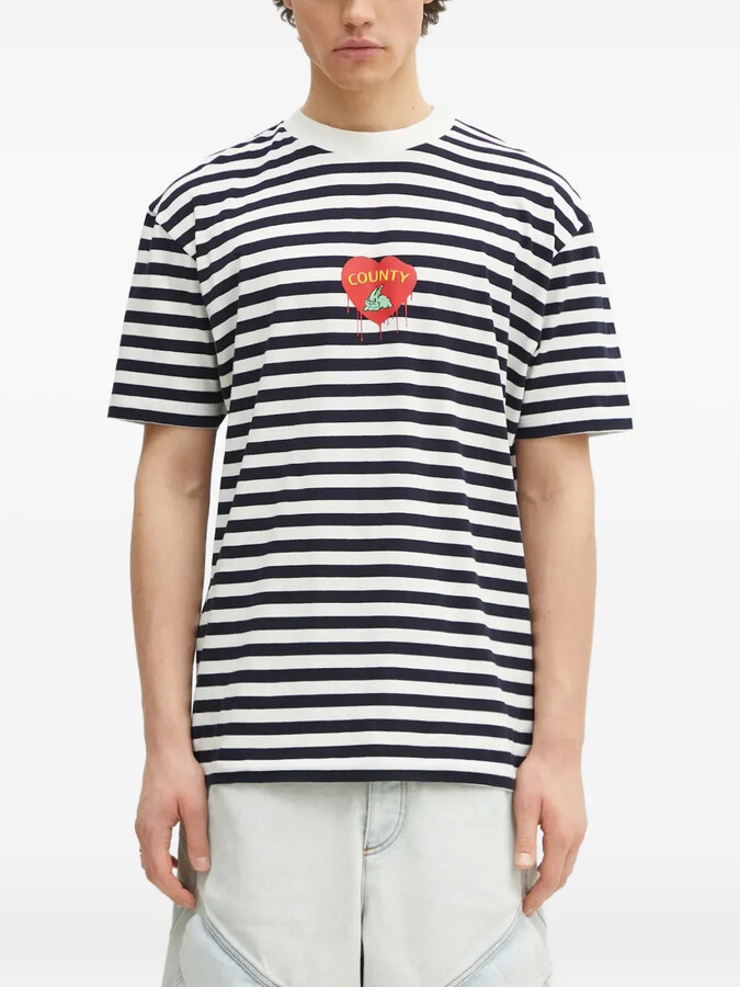 COUNTY OF MILAN heart-embellished striped T-shirt