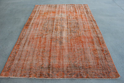 Bungalow Rose Large Overdyed Turkish Rug in Vibrant Orange for Salon Living Spaces Made of Premium Wool Material