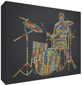 Thumbnail for your product : Camilla And Marc Feel Good Art Premium Gallery-Wrapped Box Canvas with Solid Front Panel in Unique Typographic Male Drummer Design, Black/Multi-Colour, 2X-Large, 115 x 78 x 3 cm