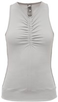 Thumbnail for your product : adidas by Stella McCartney Ruched V-neck Mesh-back Tank Top - Grey