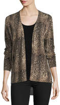Thumbnail for your product : Neiman Marcus Ocelot-Print Cashmere Cardigan w/ Sheer Back