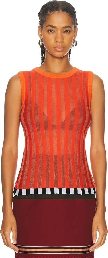 Christopher John Rogers Pleated Shell Top in Orange