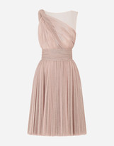 Thumbnail for your product : Dolce & Gabbana One-shoulder midi dress in pleated lame tulle