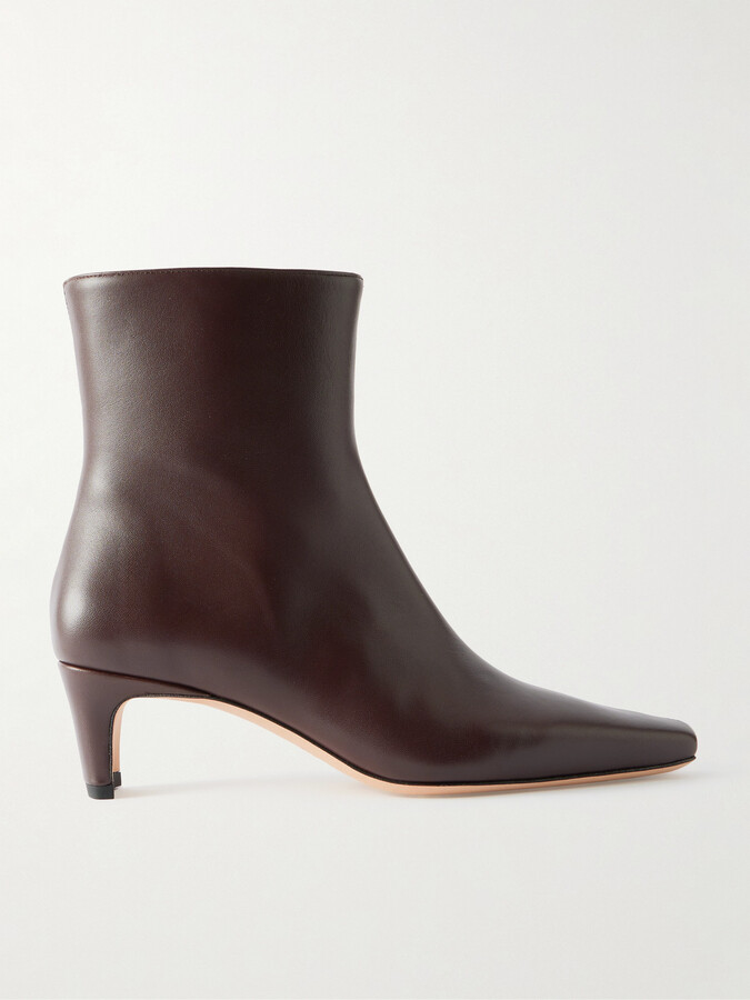 STAUD Wally Leather Ankle Boots - Brown