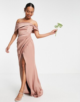 copper satin maxi dress