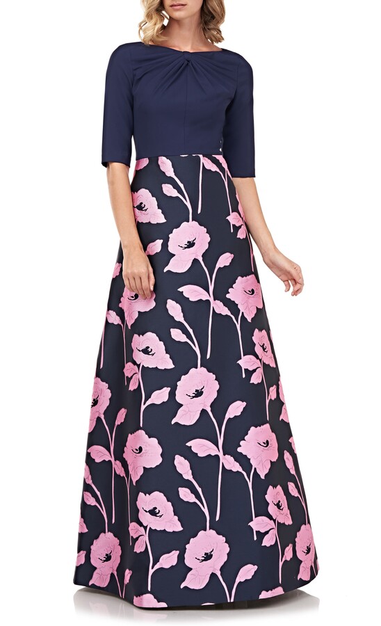 Kay Unger Teresa Floral Jacquard Ballgown - ShopStyle Evening Dresses
