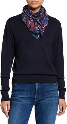 See by Chloe Combo Pullover Sweater with Silk Paisley Scarf