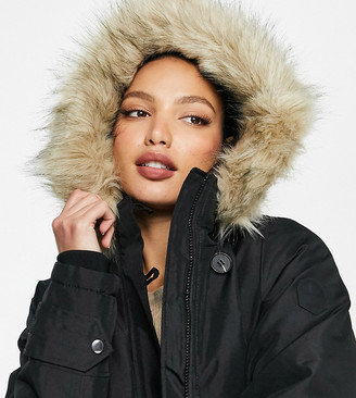 Vero Moda Tall parka with faux fur hood in black - ShopStyle