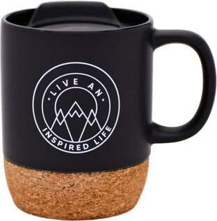 Dexsa Live An Ispired Life Designer Cork Bottom Mug With Lid - 14 Oz