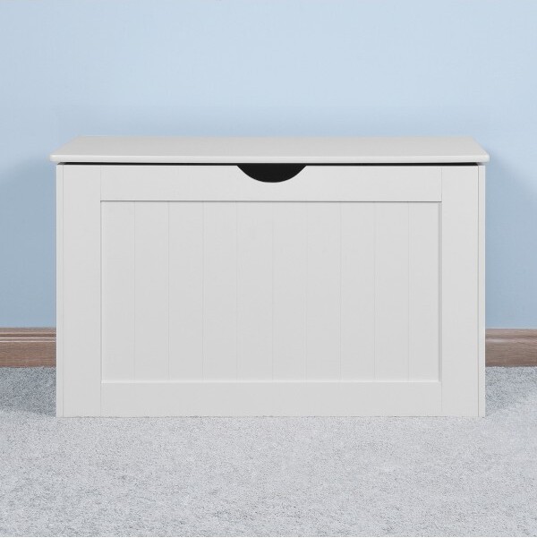 SeaCamel Easy-AssembleSafeLiftTopEntrywayCabinet–15.7”DWhiteWoodenStorageBenchforBedroom