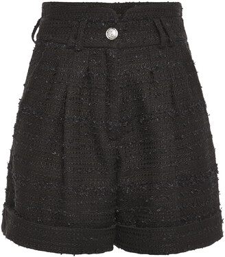 Balmain Pleated Boucle-tweed Shorts