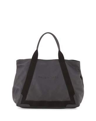 Balenciaga Navy Cabas Medium Leather Tote Bag, Black