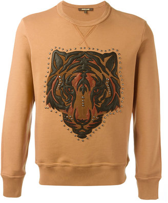 Roberto Cavalli lion studded applique sweatshirt