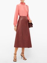 Thumbnail for your product : Cefinn Gathered High-neck Silk Crepe De Chine Blouse - Pink
