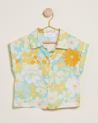 AERE Mini Girl's Yellow Shirts & Blouses - Linen Resort Shirt - Kids-Teens