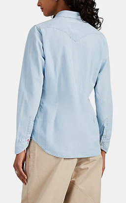 Barneys New York Women's Cotton Chambray Shirt - Lt. Blue