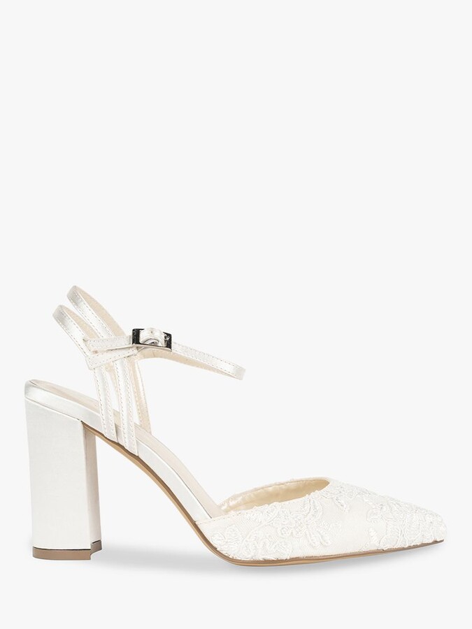 white short block heels
