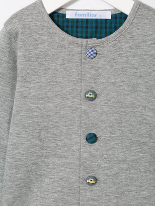Familiar Contrast Pattern Button Cardigan