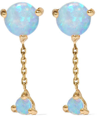 Wwake - Two Step 14-karat Gold Opal Earrings - Blue