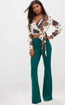 Thumbnail for your product : PrettyLittleThing White Satin Paisley Print Wrap Front Tie Side Blouse