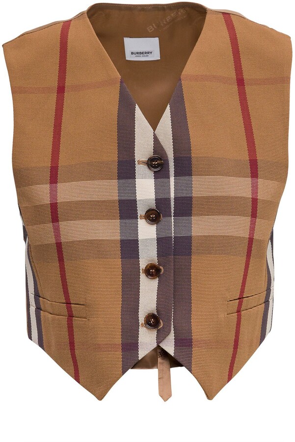 Burberry Vintage Check Cropped Waistcoat ShopStyle Vests