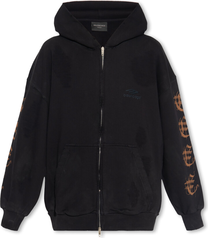 Balenciaga Hoodie With Discolored Effect, , - Black - ShopStyle