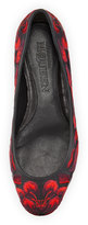 Thumbnail for your product : Alexander McQueen Floral Embroidered Ballerina Flat, Red/Black