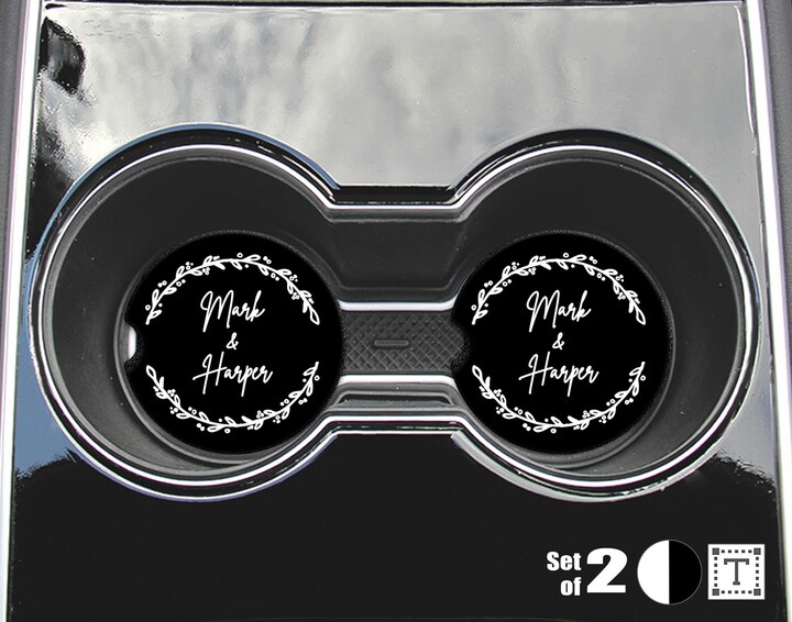 Monogram Car Coasters Rubber Cup Coaster Set Of 2