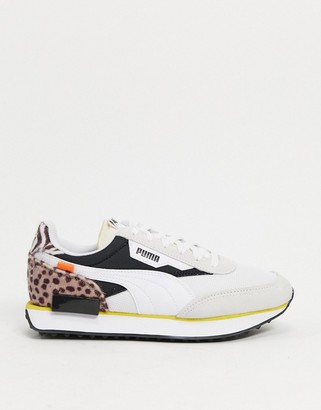 Puma Future Rider sneakers in white and animal print - ShopStyle