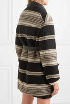 Thumbnail for your product : Isabel Marant Hilda Belted Striped Wool-blend Coat - Black