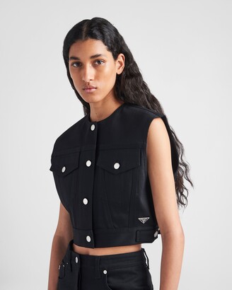 【送料&関税込】Prada Denim Vest Denim vest in black - Prada | Mytheresa