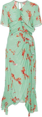 Preen Line Serelida Shirred Floral-Print Midi Dress
