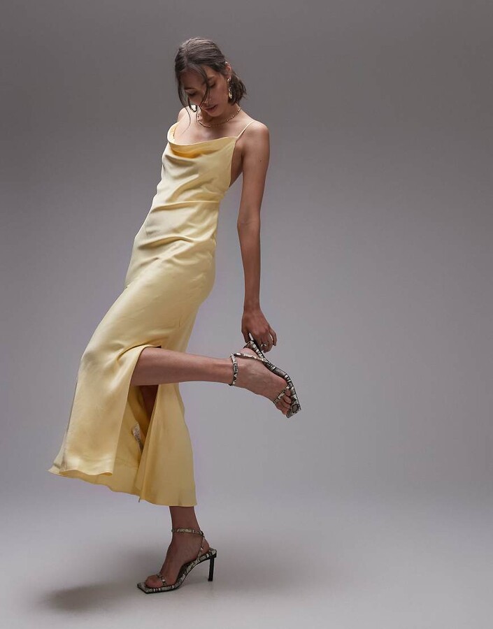 Topshop cowl neck scoop back midi dress in lemonade ShopStyle