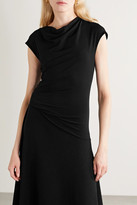 Thumbnail for your product : By Malene Birger Aida Draped Stretch-crepe Midi Dress - Black