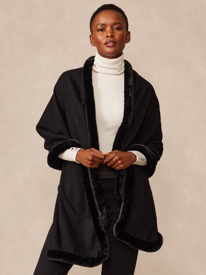 J.Mclaughlin Artemis Faux Fur Trim Wrap ShopStyle Tops