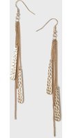 Dorothy Perkins Womens Beaten Drop And Chain Earring- Gold