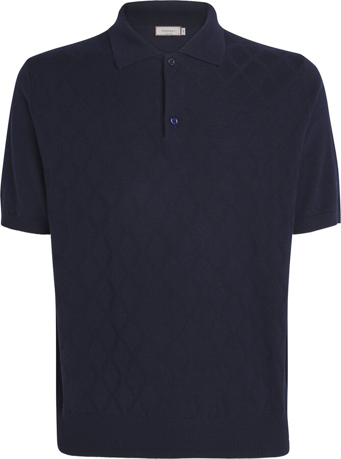 Canali Merino Wool Jacquard Polo Shirt