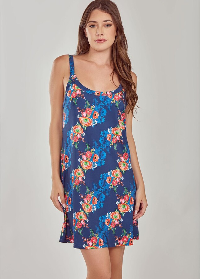 iCollection Floral Print Knit Adjustable Strap hemise
