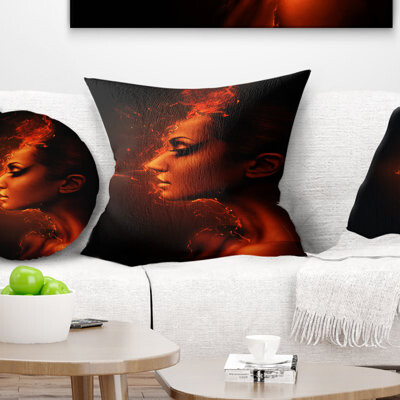 Burning Woman Head Pillow